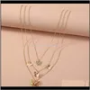 Colliers Pendentifs Drop Delivery Creative Rétro Alliage Papillon Collier Pour Femmes Mode Exagéré Métal Cristal Multicouche 2021 Jewelr