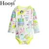 Bebê meninos bodysuit recém-nascido roupas manga longa um macacão de uma peça 100% algodão bebe roupas zoológico animal dos desenhos animados camiseta 0-2Y 210413
