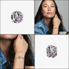 Uroki biżuterii Odkrycia Komponenty Przyjazd 100% 925 Sterling Sier OpenWard Purple Daisy Charm Fit Fit Oryginalny europejski bransoletka moda Aesso