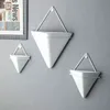 Modern Flower Vase Triangle Ceramic Wall Hanging Pots Nordic Home Decoration for Plants Porcelain 211103