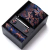 Bow Ties Gift Box Packing Mens Tie 100% Silk Gravata Novelty Necktie Hanky Cufflink&Pin Set For Wedding Business Party