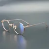 Lunettes de soleil mode Cadres Japon Simple Or Rose Lunettes Cadre Titane Pur À La Main Ronde Dames Rétro Personnalisé Couleur-changeant Bleu-lumière Mon