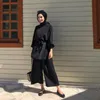 エスニック服アバヤターキーハイジャブドレスエイドムバレックムバレックムスリムセットCAFTAN KAFTANS ISLAM ABAYAS for Women Musulman Ensembles