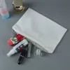 Großhandel 100% Polyester-Leinwand 6 * 9-Zoll-leere Aufbewahrungstaschen für Verpackung Make-up mit silbernen Reißverschluss Plain White Travel Kosmetiktasche Sublimation