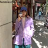 Nomikuma Mode Coréenne Purple Plaid Blazer Femmes Simple Boutonnage À Manches Longues Casual Vestes Lâches Tops Femme Ropa Mujer 3c050 210514