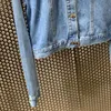 Casual Patchwork Diamonds Denim Coat för Kvinnor Lappa Långärmad Hål Ut Rak Jackor Kvinna Vår 210524