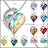 Pendant Necklaces & Pendants Jewelry 12 Colors Heart Shaped Birthstone Necklace Colorf Diamonds Gemstone Party Ladies Fashion Aessories Gwa1