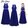 Novas meninas adolescentes verão chiffon halter frisado cintura flor meninas drprincpageant casamento dama de honra vestido de festa de aniversário