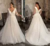 Abiti da sposa 2021 Abito da sposa a pieghe a mezza manica con scollo a V da donna con fasce applicate Taglie forti Realizzato su misura