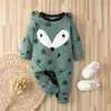 Otoño Kintted ropa de bebé de manga larga de algodón infantis ropa mameluco traje de dibujos animados ropa bebe nacido niño niña 210816