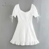 Estate Dolce Dolce Bianco Short Backless Lace Up Raffiglia Elegante Party Mini Dress 210415