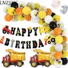 Kit de guirlande de ballons à thème de camion de construction Arch Giant Dump Car Balon Bannières de fête d'anniversaire Kit de douche de bébé pour garçons filles 210719