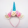 Confezione del partito Miss Cute Unicorn Fascia Bambino Donne Bambini Dolci Fiore Corno Capelli Band Band Banda Compleanno Handmade Moda Floral Crown Geadwear