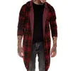 Men's Jackets Men Autumn Fashion Cotton Plaid Print Long Sleeve Hooded Shirt Coat Comfortable Plus Size