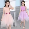 Princess Dress For Teen Girls Party Kids Dress Flowers Girls Dress Summer Costume For Girl 6 8 12 Years Pink Children's Clothing Q0716