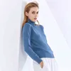 TwotWinstyle Bir Boyutu Beyaz Kazak Kadın Balıkçı Yaka Uzun Kollu Rahat Katı Minimalist Örme Kadın Moda 210517 Tops