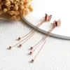 Mode Lady Or Rose En Acier Inoxydable Boucles D'oreilles Papillons Longues Lignes Bijoux Pour Femmes Fille Cadeau JE17093 Balancent Lustre