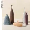 VILEAD Ceramic Flower Vases Figurines Nordic Cylinder Pots Home Living Room Decoration Hogar Handicraft Modern Ornaments 211215