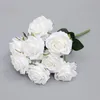 装飾的な花の花輪人工カラフルな10ヘッドシルクローズ花嫁ロイヤルイエローフェイクフェイクフェイクホームリビングルームウェディングタブ