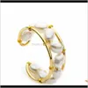 Band Drop Leverans 2021 Lyxig smycken Kvinnor Elegant Manschett Pearl Ringar med Shell Retro Pouplar Old Fashion Designer Armband D4NRI