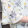 2018 floral chiffon vrouwen blouses shirts vrouwelijke tops mode dames shirt flare mouw blouses vrouwen plus size blusa feminino H1230