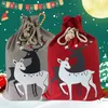 50*70cm Creative Christmas Lattice Sack Santa Claus Apple Gift Bag Canvas Drawstring Pocket With Elk Pattern Festival Party Supplies