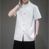 Etnische kleding zomer 2022 katoenen linnen top traditionele Chinees voor mannen vintage shirts madarin kraag tang pak kleding 30276