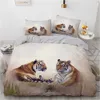 3D-Bettwäsche-Sets, schwarze Bettdecke, Bettbezug-Set, Bettdecke, Bettwäsche, Kissenbezug, King-Size-Bett, 180 x 210 cm, Größe Tier-Tiger-Design, bedruckt, 210615