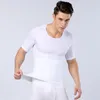 Mens posture corrector tshirt chest shaper waist belly reducer slimming stomach abdomen trimmer tights for male shapewear shirt