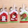 Santa Hat Reindeer Christmas New Year Pocket Fork Knife Cutlery Holder Bag Home Party Table Dinner Decoration Tableware Cover VT1820