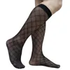 See Through Mens Socks Dress Formal Suit For Business Male Black Tube Hose Sheer Sexy Stocking Softy Comfortable2366