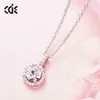 Sidel Round Pendant 925 Sterling Silver Necklace with rovski Crystal Clavicle Chain for Women4098267