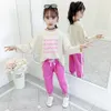 아이들의 옷 편지 소녀 Tshirt + Pants 10 대 봄 가을 210528
