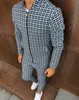 패션 재킷 남성 트랙 슈트 세트 화려한 격자 무늬 남자 캐주얼 지퍼 세트 가을 탑 바지 남성 스웨트 셔츠 주머니