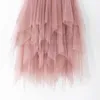 H.sa Frauen Röcke Hohe Taille Unregelmäßige Gaze Patchwork Weiß Rosa Chic Lange Kuchen A-linie Rock für Mädchen Harajuku Jupes 210417