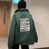 Kobiety Zima Ciepła Plus Rozmiar Zagęszczający Zip-UP Casual Płaszcz Koreański Styl Drukowane Kurtka All-Mecz Streetwear Nosić obie strony Parka 210421