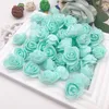 Flores decorativas grinaldas 100pcs pep spoam roses de flores falsas cabeças decoração de casamento artificial para scrapbooking caixa de presente grinalda multi-