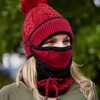 Winter beanie hoed sjaal masker driedelige set voor vrouwen mannen gebreide outdoor warm en winddicht 3 stks