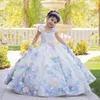 Robe de bal bouffante en dentelle pour filles, jolie robe de concours florale avec des appliques, col rond, robe de fête d'anniversaire pour filles