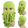 2020 Novidade Funny Party Octopus Beard Hat Unisex Animal cthulu Crocheted Tentáculo Malha Máscara Máscara Ski Cap Halloween Hats Y21111