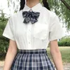 Autumn White Shirt Ladies Harajuku Women Blouses Simple Turn Down Collar Slim Top Office Uniform Short-sleeve Shirts Blusas Women's &