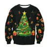 3D Arbre de Noël Renne Santa Imprimé Pull de Noël Laid Femmes Hommes Vacances Crewneck Sweat Pull Drôle Noël Jumper Y1118