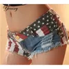 zomer frosted gat denim shorts vrouwen korte jeans print shorts 210611