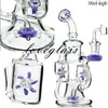 더블 풍차 Recycler Bong Glass Hookahs Recycler Dab Rigs 오일 버너 흡연 파이프 물 봉 14mm 그릇 높이 24cm