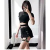 Zomer denim shorts voor vrouwen sexy klinknagel ring harnas band casual jeans shorts hoge taille versleten gat zwarte shorts dame 210625