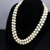 Vit Pearl Long 8-9mm Fiskform Knappar 35 tum 2 Styck / Många DIY Beaded Kvinnor Smycken Göra Design Halsband