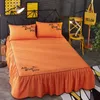 Falda de cama de 3 uds., ropa de cama cómoda, textil con funda de almohada de 2 piezas, sábana de grosor moderado, sábana de cama doble individual King F0496 210420