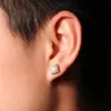 남성 힙합 스터드 귀걸이 쥬얼리 패션 골드 스퀘어 시뮬레이션 다이아몬드 925 실버 귀걸이 8mm