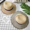 Verão Solshade Ladies Marine Straw Hat Big tecido Seas à beira -mar Protetor solar Chapéus de aba larga Panamá Delm22