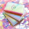 Pearlescent Laser Passport Case Colorful Girl Heart Holder Shiny Embroidered Document Case Wallets Business Card Bags